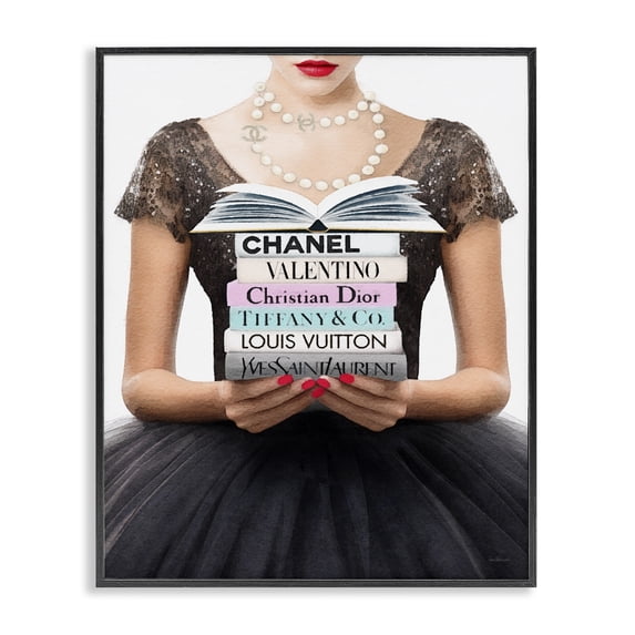 Stupell Industries Art Deco Girl with Fashion Books Black Framed Giclee Art, 11 x 14, by Amanda Greenwood