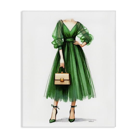 Stupell Industries Art Deco Glam Green Fashion Gown Canvas Art, 30 x 40, by Amanda Greenwood