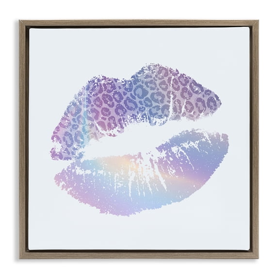 Stupell Industries Art Deco Glam Patterned Kiss Brown Floating Frame Canvas Art, 25 x 25, by Kim Allen