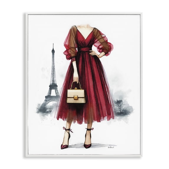 Stupell Industries Art Deco Parisian Fashion Red Dress White Framed Giclee Art, 16 x 20, by Amanda Greenwood