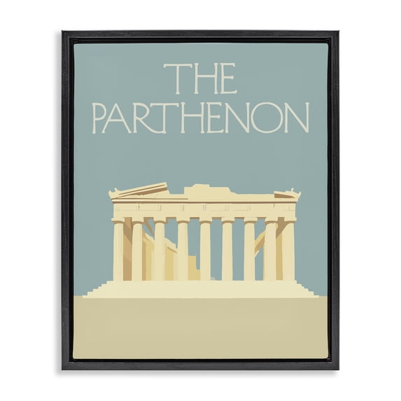Stupell Industries Art Deco Parthenon Landmark View Black Floating Frame Canvas Art, 25 x 31, by Lil' Rue