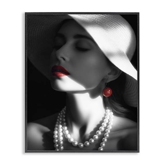 Stupell Industries Art Deco Red Lipstick Fashionista Black Framed Giclee Art, 11 x 14, by Ziwei Li