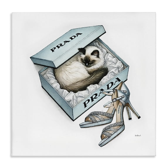Stupell Industries Art Deco Sleepy Kitten in Shoebox Canvas Art, 24 x 24, by Amanda Greenwood