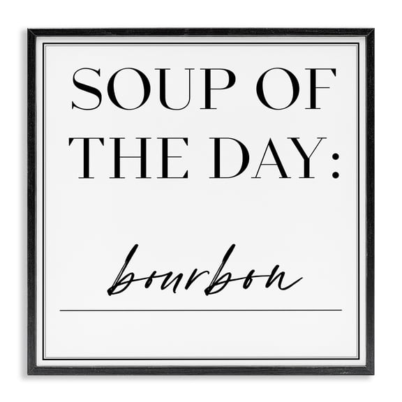 Stupell Industries Art Deco Soup of Day is Bourbon Black Framed Giclee Art, 12 x 12, by Anna Hambly