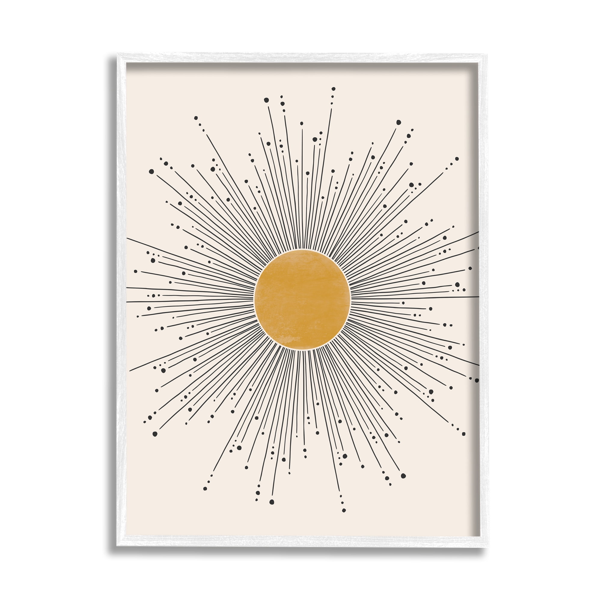 White Framed Geometric Sunburst Art Print, 16 x 20