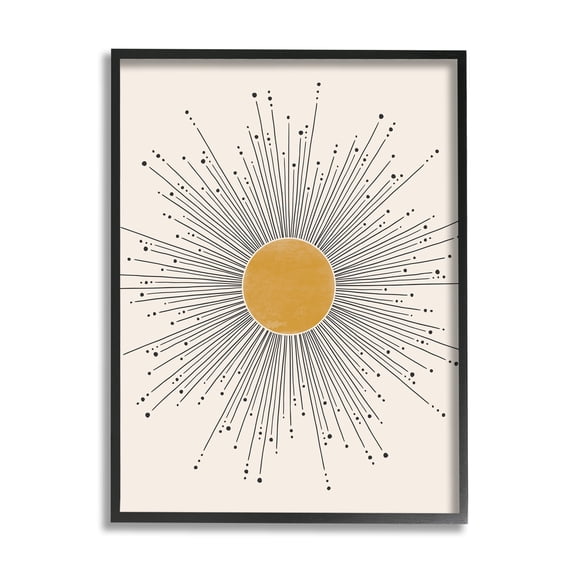 Stupell Industries Art Deco Summer Sun Geometric Line Bursts Outer Space Painting Black Framed Art Print Wall Art, 11 x 14