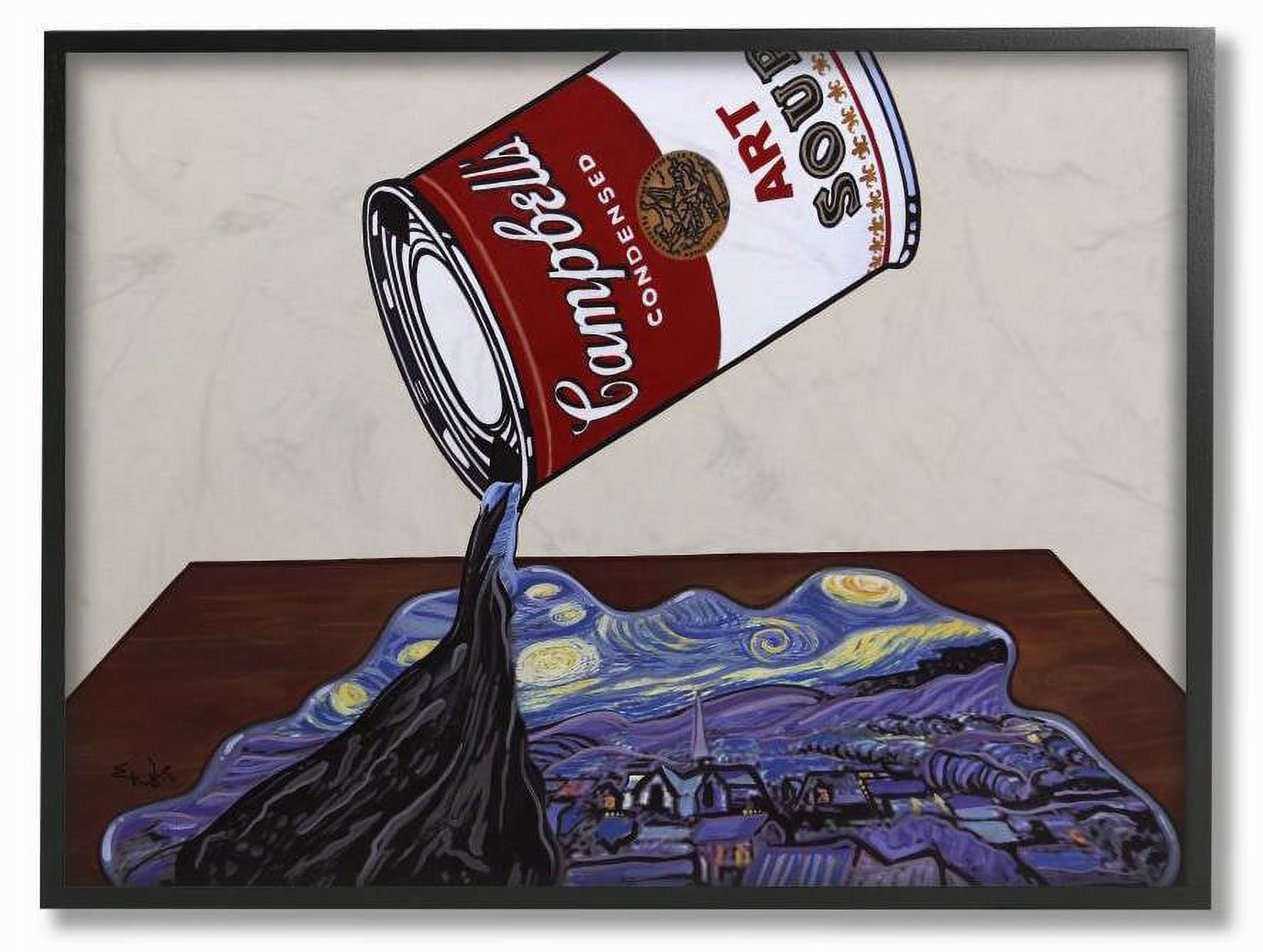 Stupell Industries Art Soup Van Gogh Andy Warhol Parody Modern Design Framed Wall Art by Eric Waugh