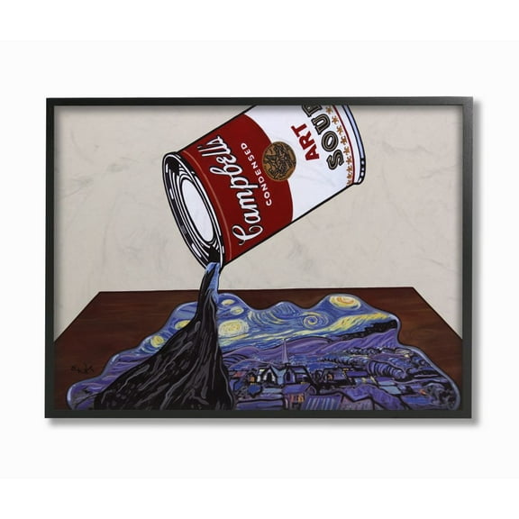 Stupell Industries Art Soup Van Gogh Andy Warhol Parody Modern Design Framed Wall Art by Eric Waugh