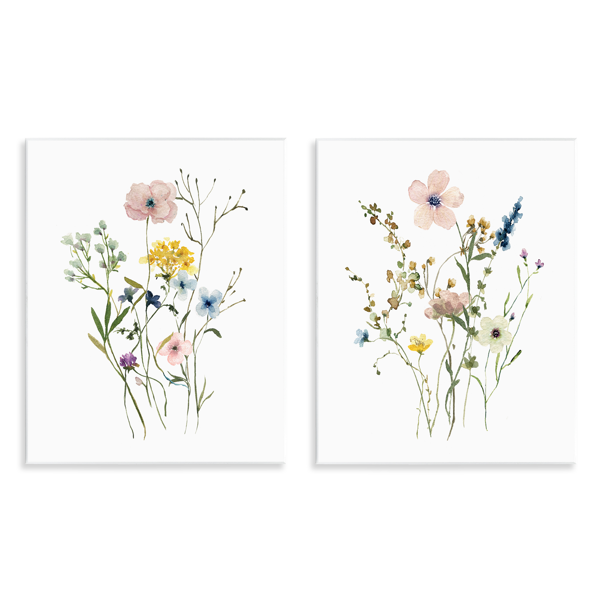 Stupell Industries Artfully Arranged Wildflowers Plants & Flowers Painting Unframed Art Print Wall Art, 11 x 14, Set of 2