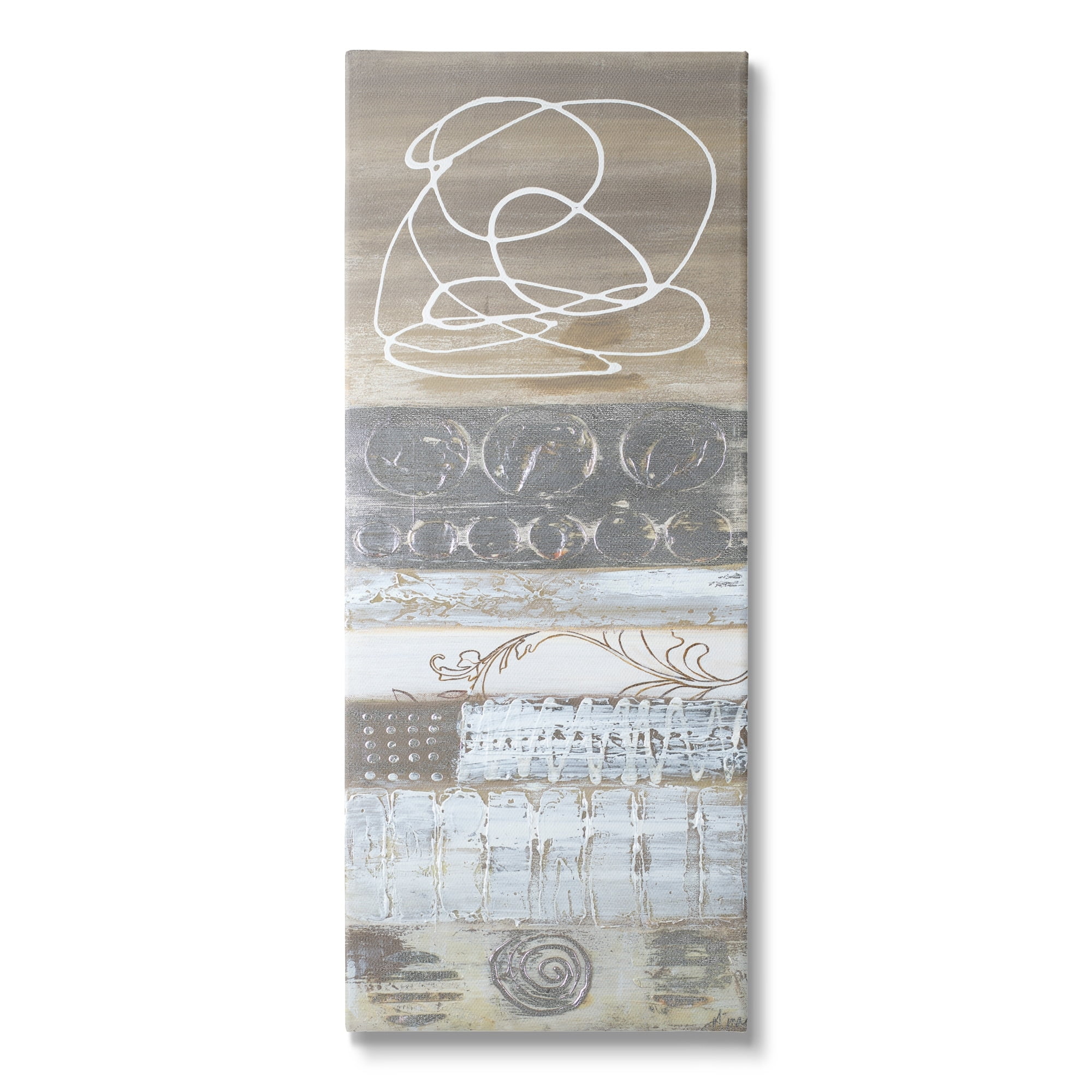 Stupell Industries Artistic Layers Abstract Pattern Stitching Circular Line Doodle ,10 x 24, Design by Gina Ritter