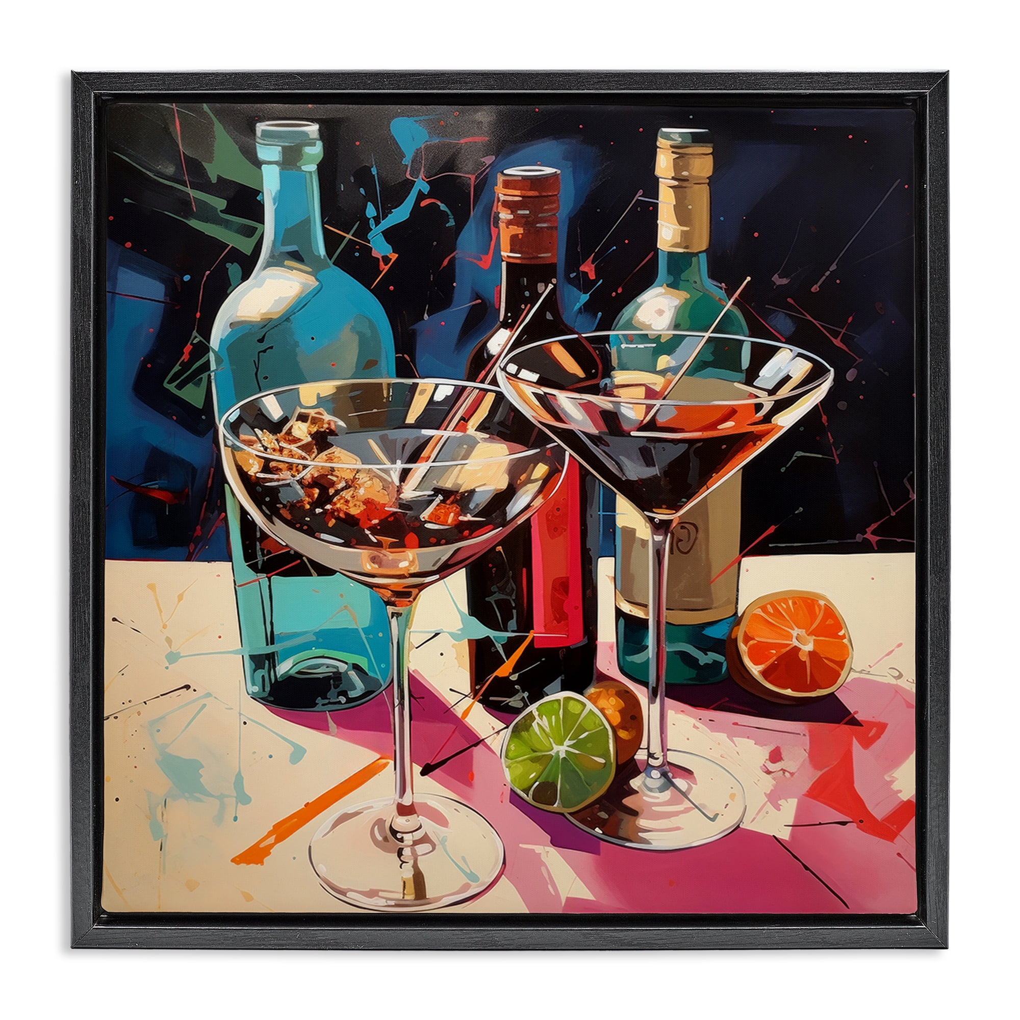 Stupell Industries Artsy Cocktails of Every Sip Black Framed Floater Canvas Wall Art, design by Lazar Studio