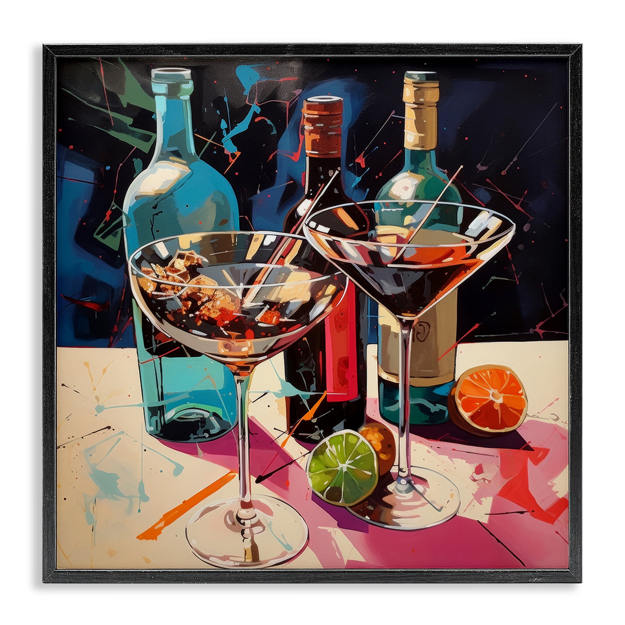 Stupell Industries Artsy Cocktails of Every Sip Black Framed Giclee Art, design by Lazar Studio