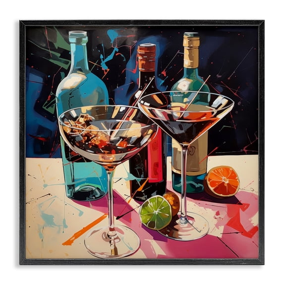 Stupell Industries Glam Artsy Cocktails of Every Sip Black Framed Giclee Art, 12 x 12, by Lazar Studio