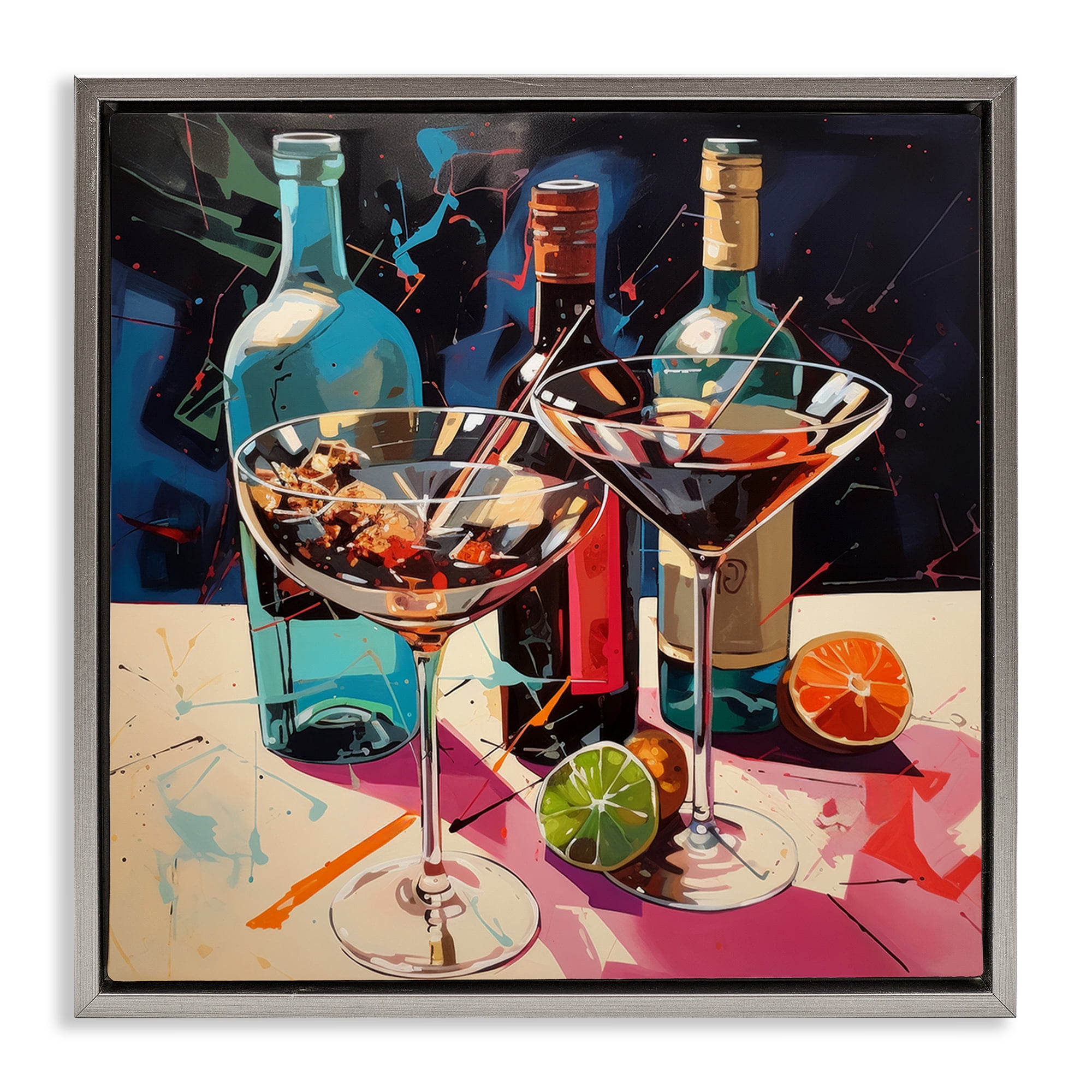 Stupell Industries Artsy Cocktails of Every Sip Gray Framed Floater Canvas Wall Art, design by Lazar Studio