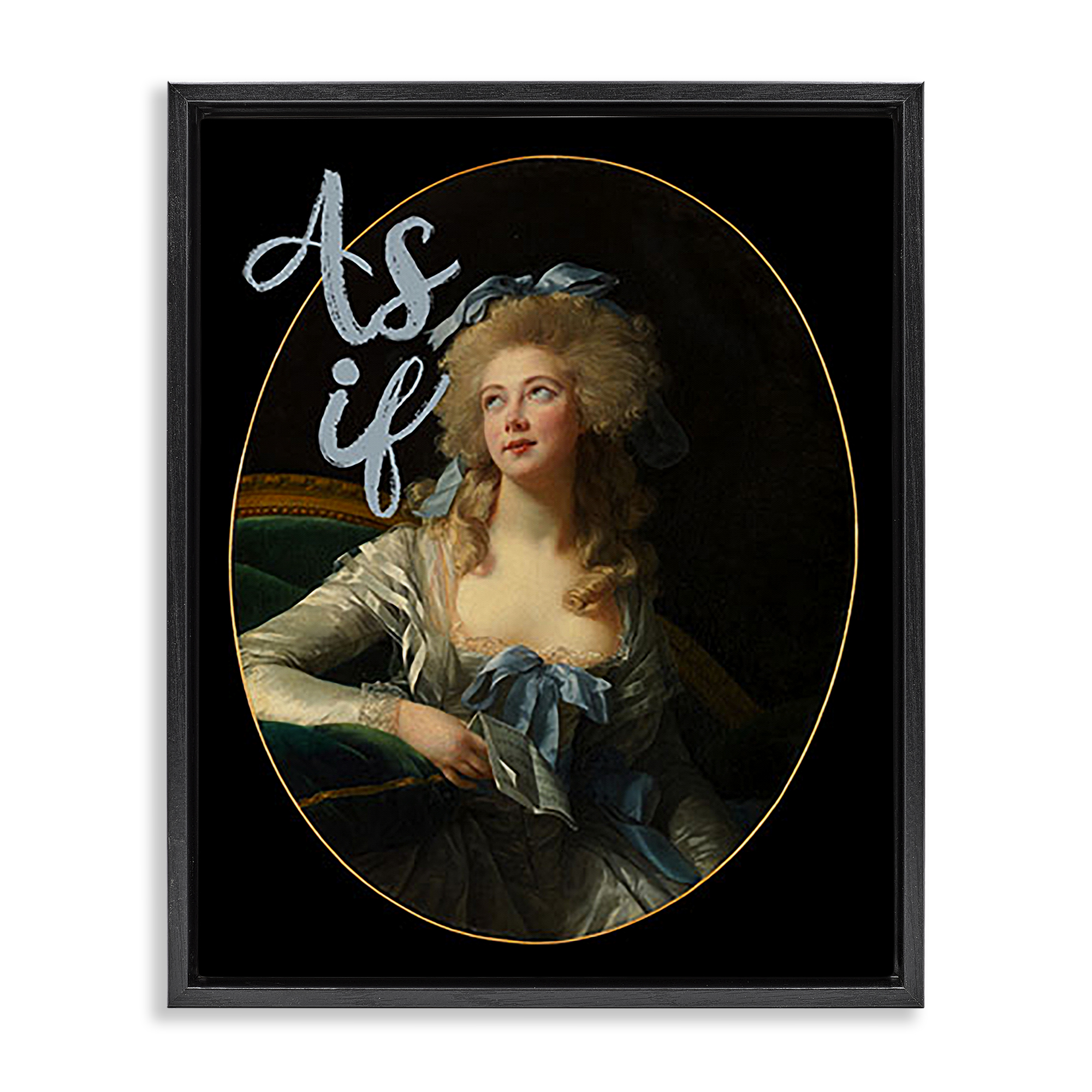 Stupell Industries As If Classical Portrait Novelty & Humor Painting Black Floater Framed Canvas Art Print Wall Art, 25 x 31