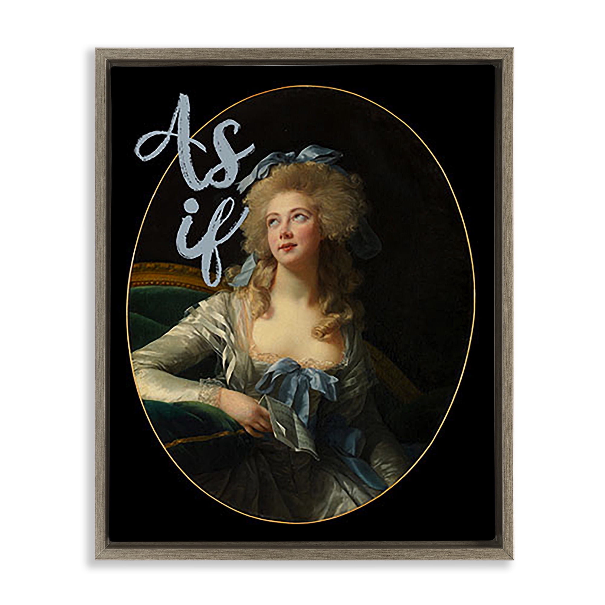 Stupell Industries As If Classical Portrait Novelty & Humor Painting Brown Floater Framed Canvas Art Print Wall Art, 25 x 31