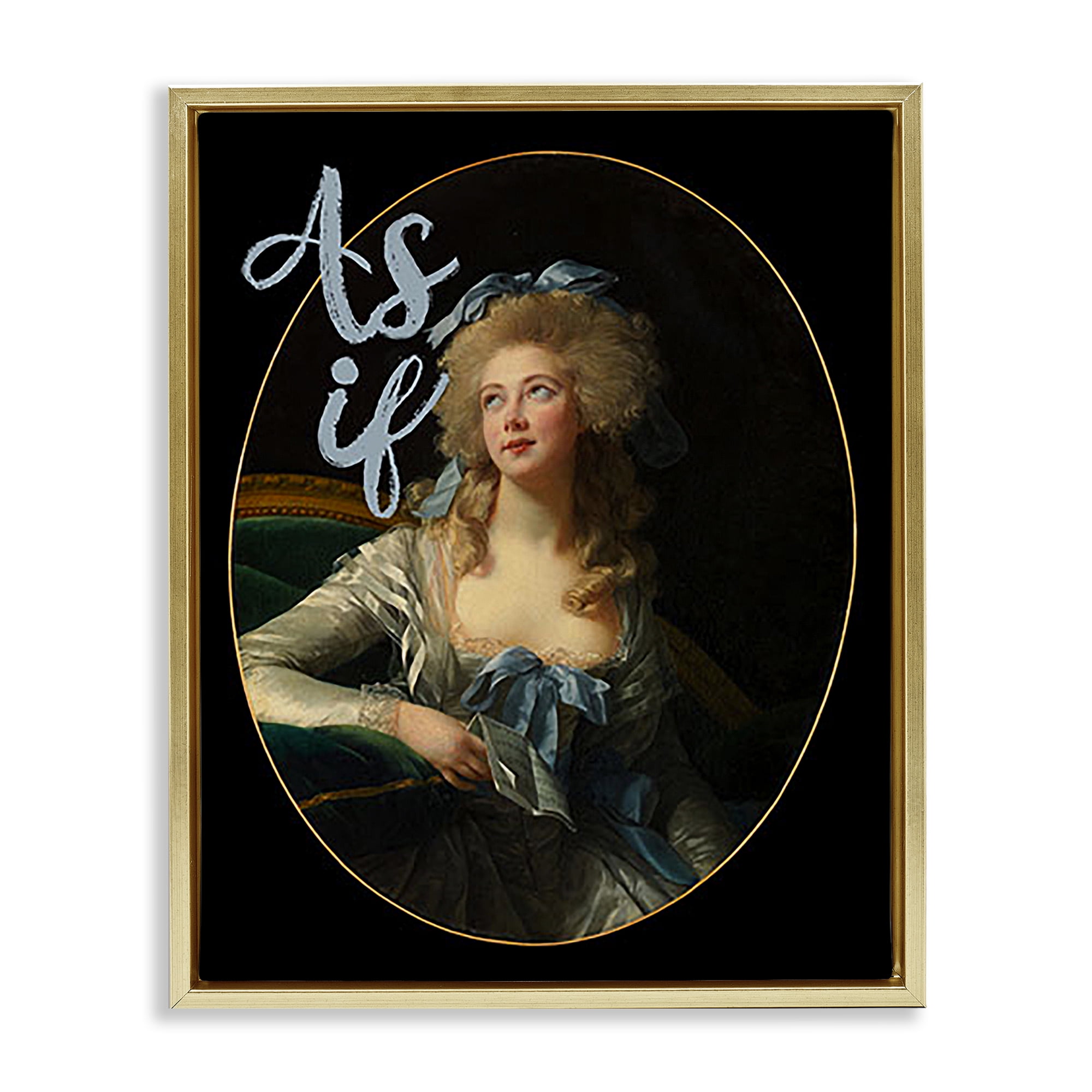 Stupell Industries As If Classical Portrait Novelty & Humor Painting Gold Floater Framed Canvas Art Print Wall Art, 17 x 21