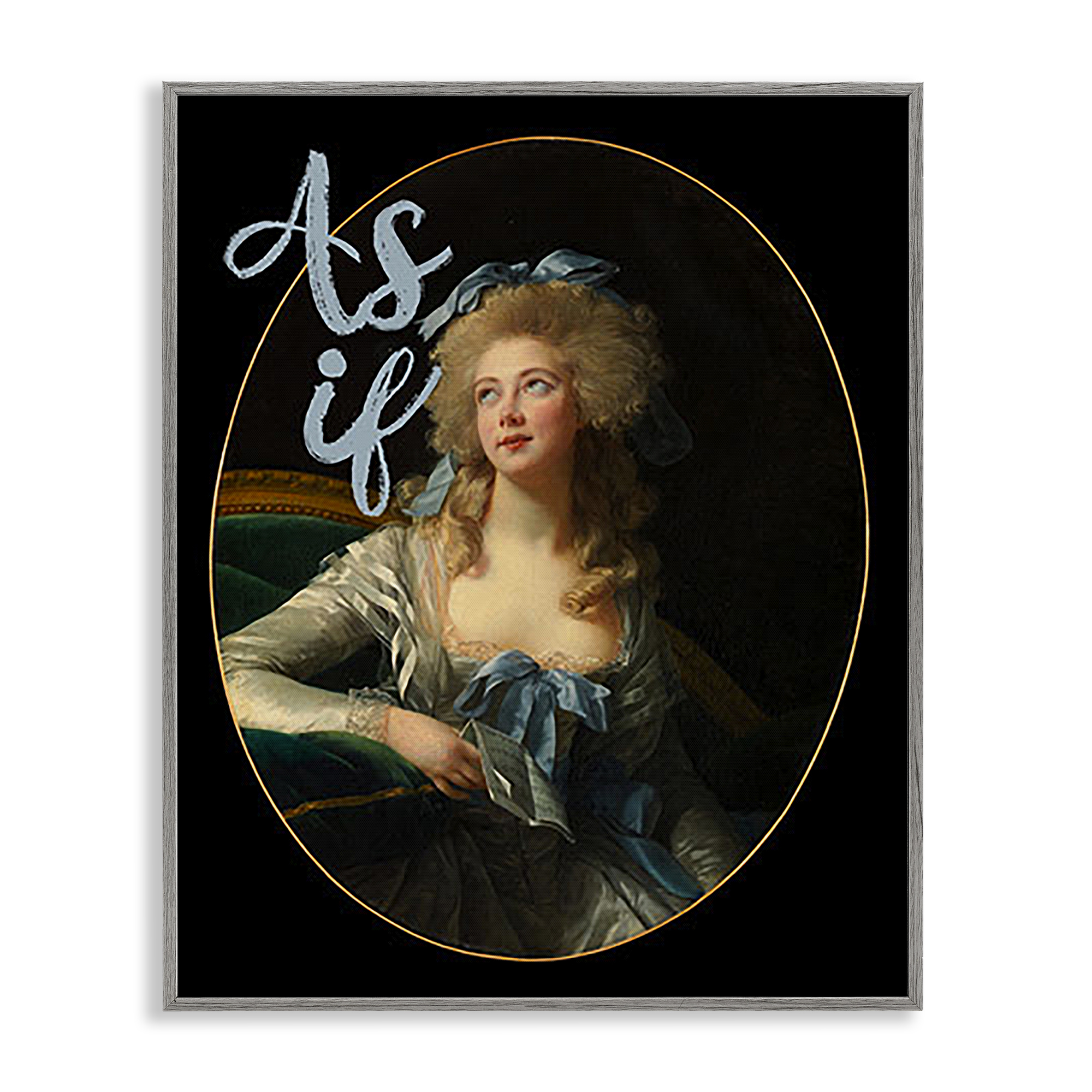 Stupell Industries As If Classical Portrait Novelty & Humor Painting Gray Framed Art Print Wall Art, 16 x 20