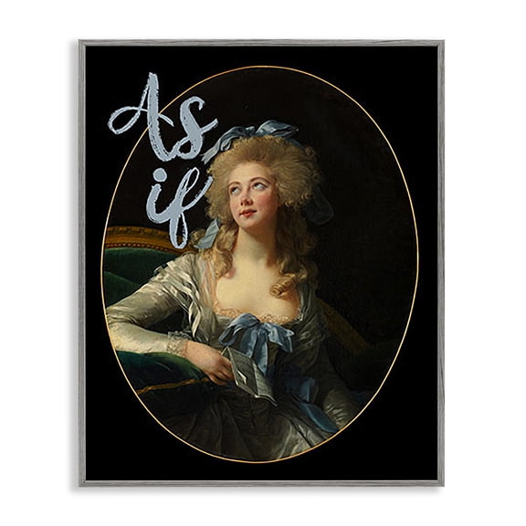 Stupell Industries As If Classical Portrait Novelty & Humor Painting Gray Framed Art Print Wall Art, 24 x 30