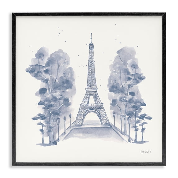 Stupell Industries Asian Inspired Eiffel Tower Watercolor Black Framed Giclee Art, 24 x 24, by Yvette St. Amant