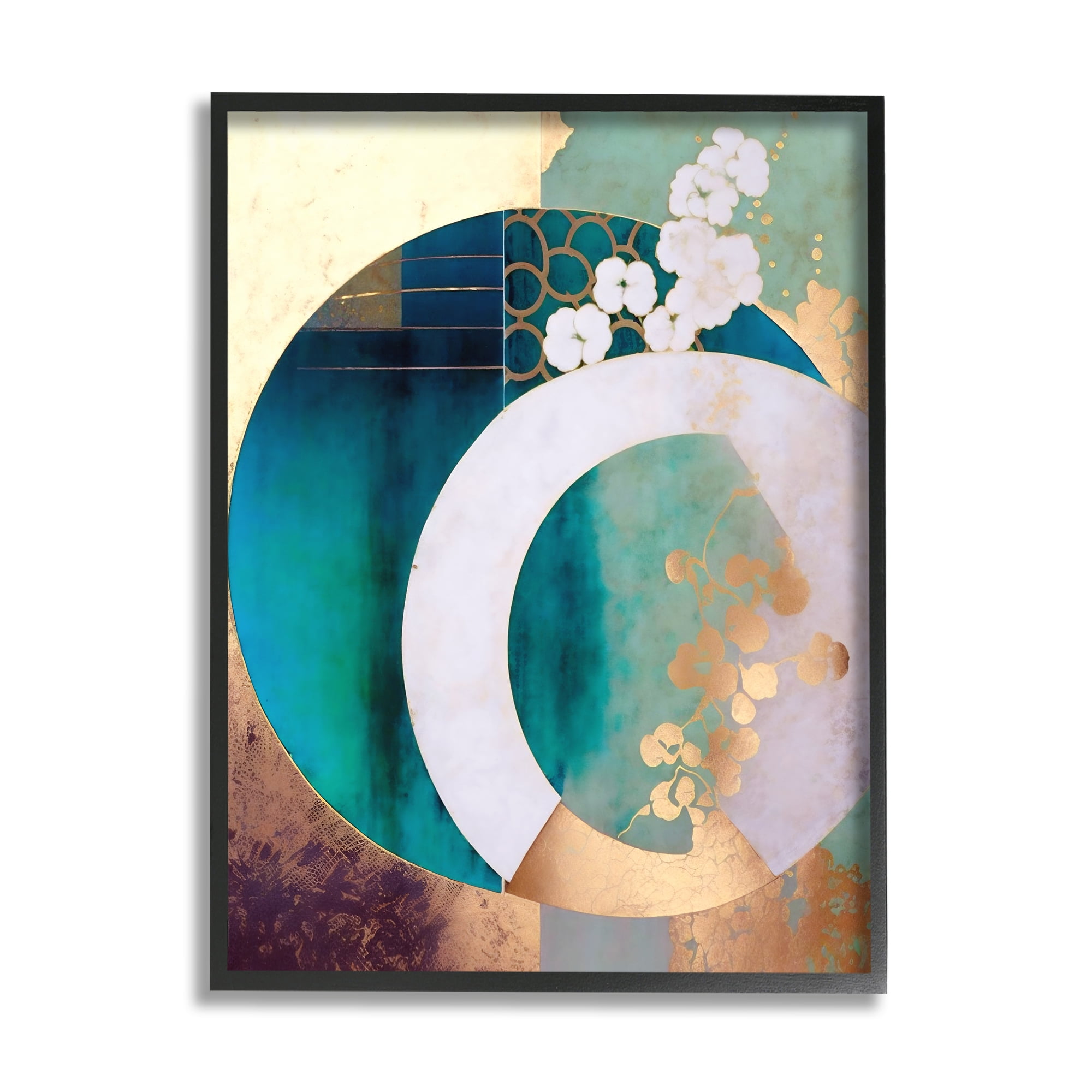 Stupell Industries Asian Moon Abstraction Abstract Painting Black Framed Art Print Wall Art, 11 x 14