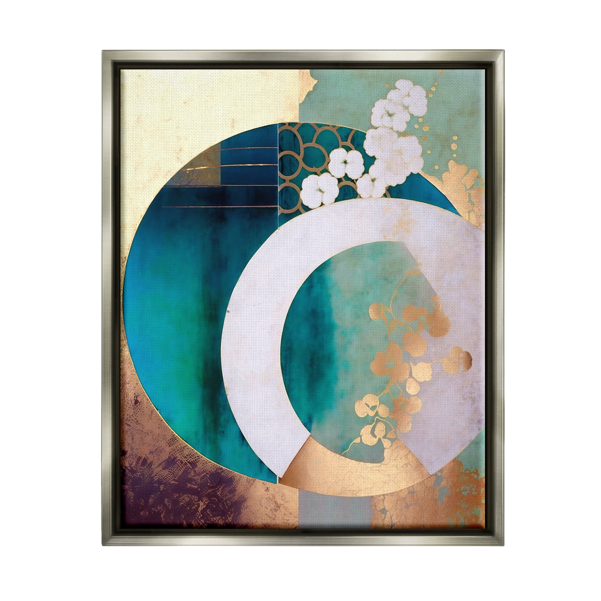 Stupell Industries Asian Moon Abstraction Abstract Painting Gray Floater Framed Canvas Art Print Wall Art, 25 x 31