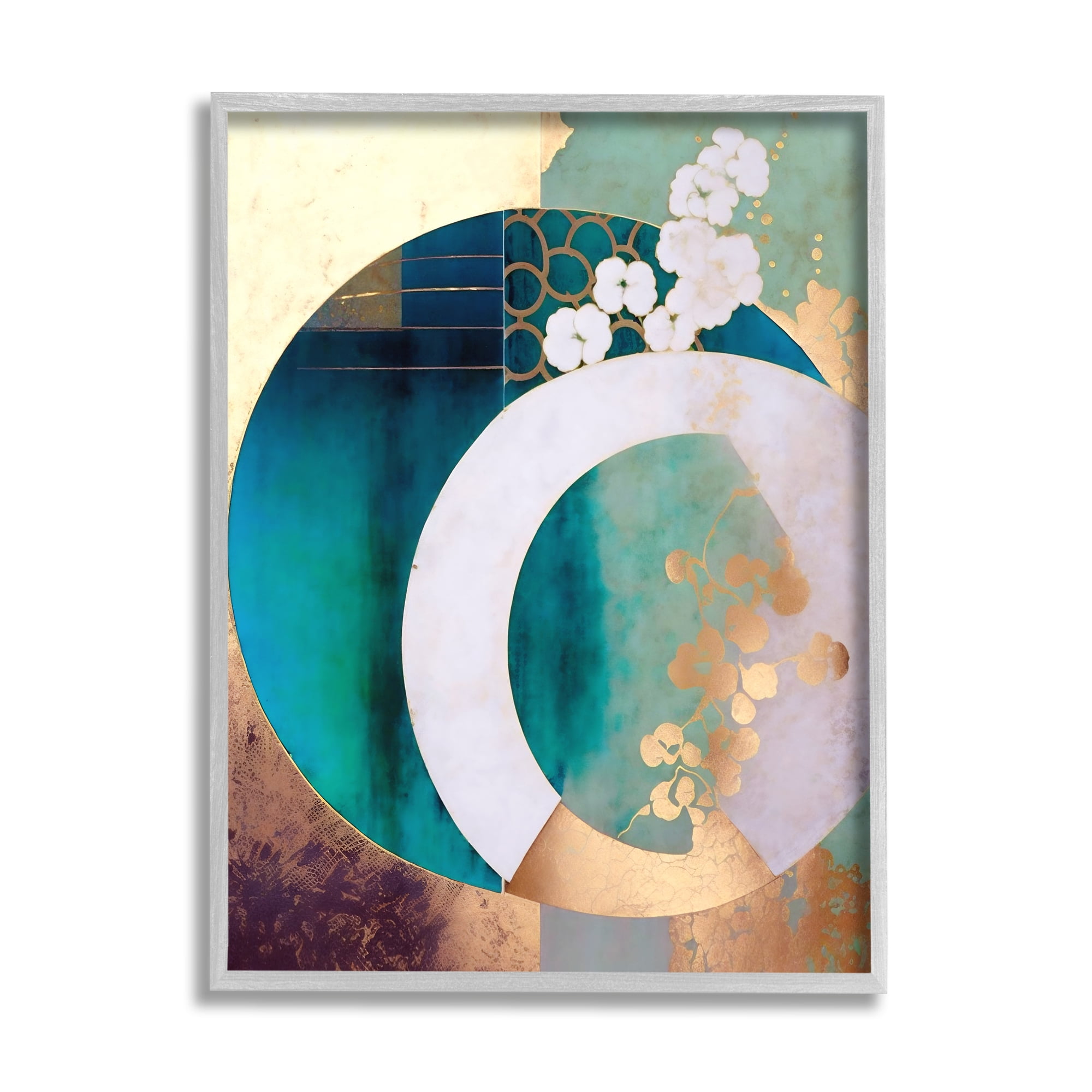 Stupell Industries Asian Moon Abstraction Abstract Painting Gray Framed Art Print Wall Art, 11 x 14