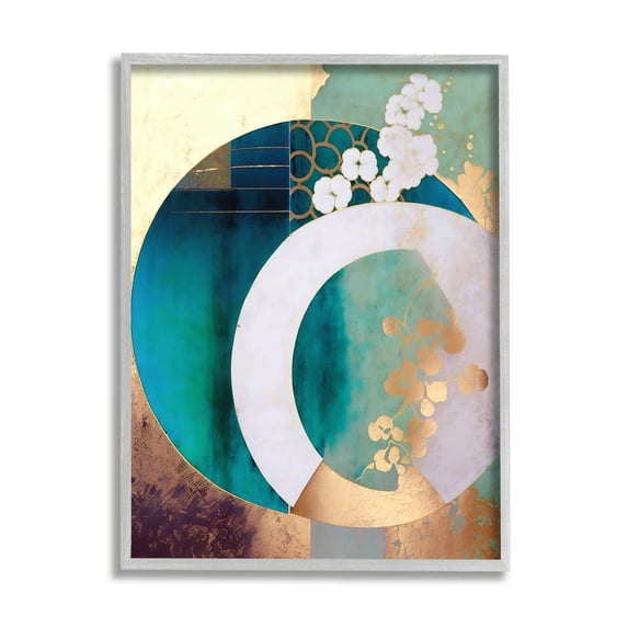 Stupell Industries Asian Moon Abstraction Abstract Painting Gray Framed Art Print Wall Art, 16 x 20