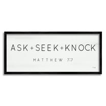 Stupell Industries Ask Seek Knock Minimal Religious Scripture Verse Graphic Art Black Framed Art Print Wall Art, Design by Jaxn Blvd.