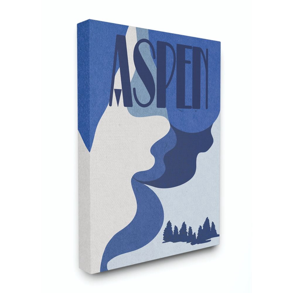 Stupell Industries Aspen Abstract Blue Mountain Design Canvas Wall Art by Daphne Polselli
