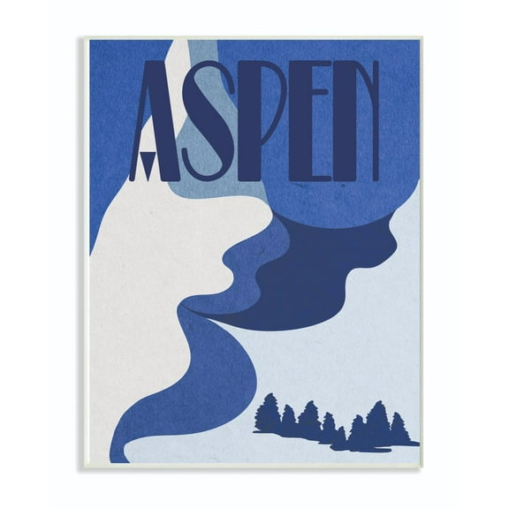 Stupell Industries Aspen Abstract Blue Mountain Design Wall Plaque Art by Daphne Polselli