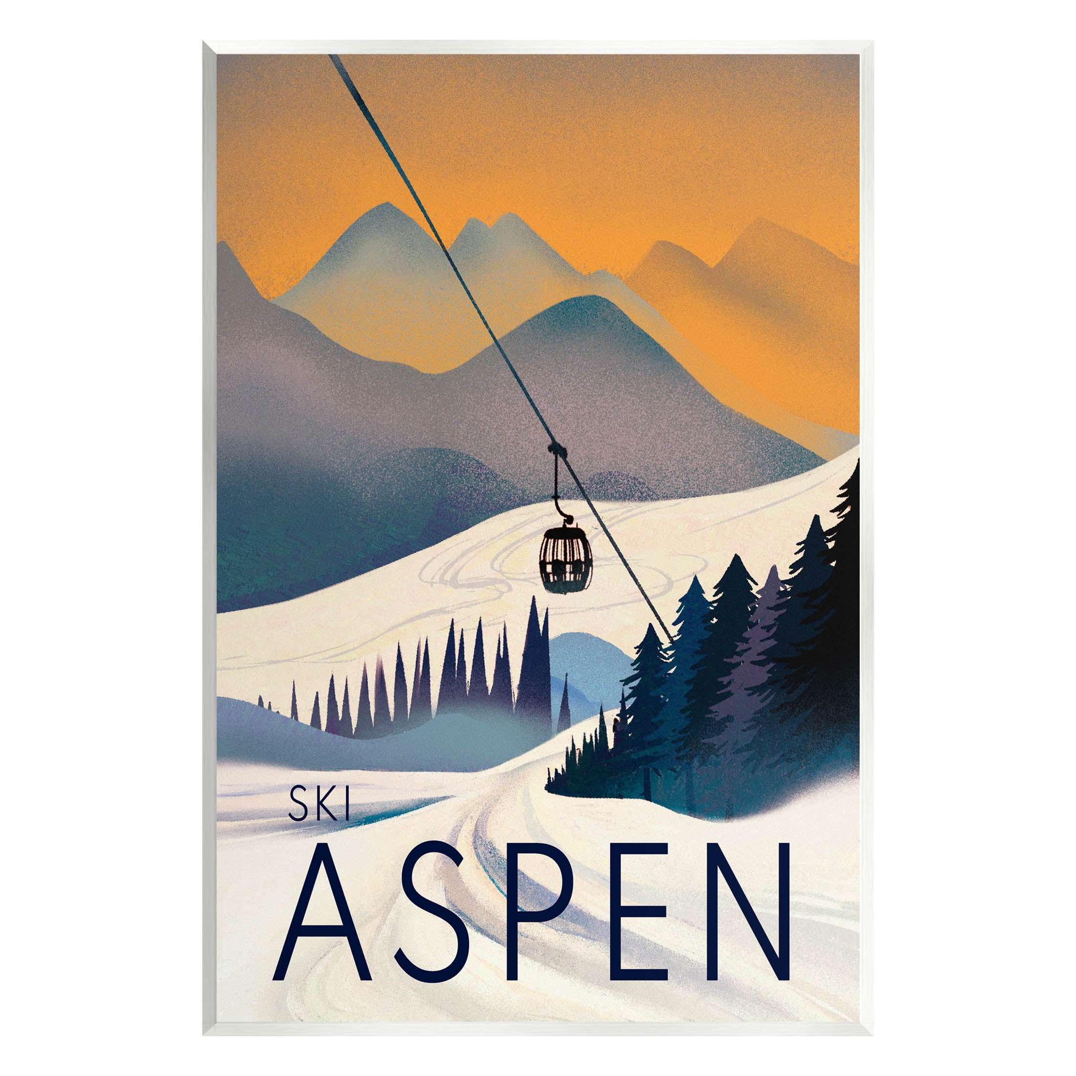Stupell Industries Aspen Snow Slopes Mountain Graphic Art Unframed Art Print Wall Art, Design by Ziwei Li
