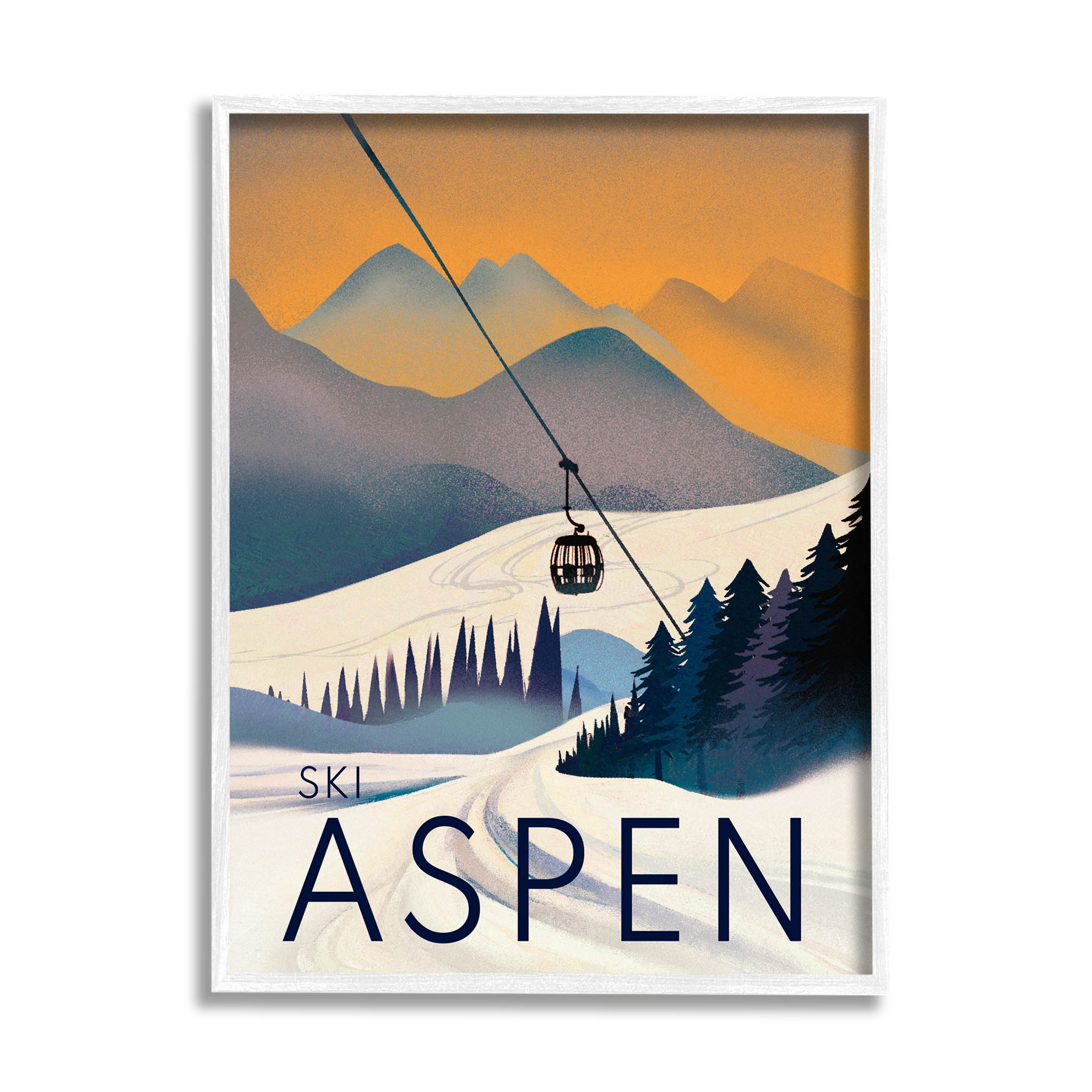 Stupell Industries Aspen Snow Slopes Mountain Graphic Art White Framed Art Print Wall Art, Design by Ziwei Li