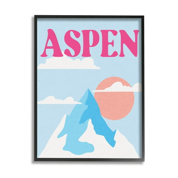 Stupell Industries Aspen Snowy Mountain Peak Graphic Art Black Framed Art Print Wall Art, Design by Lil' Rue