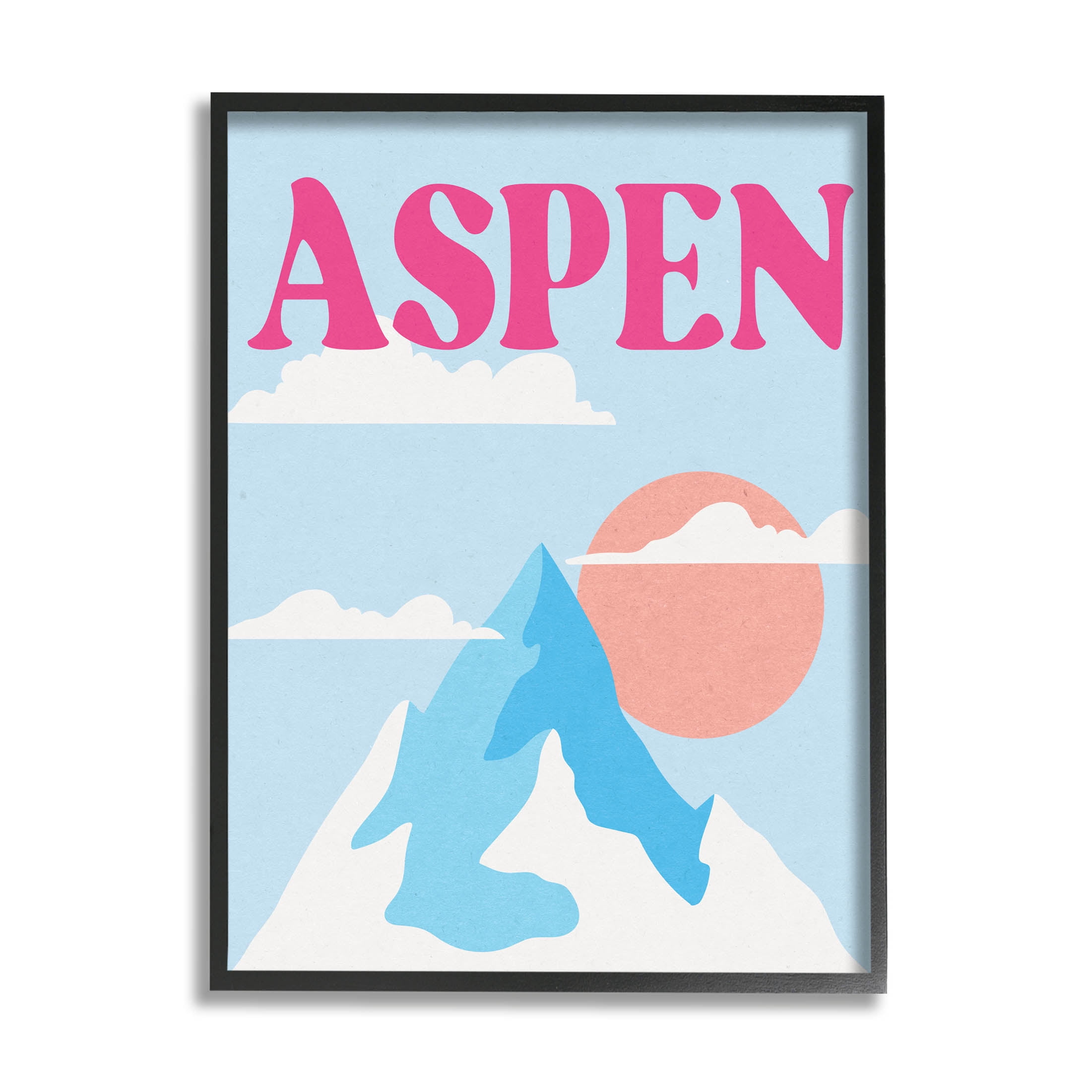Stupell Industries Aspen Snowy Mountain Peak Graphic Art Black Framed Art Print Wall Art, Design by Lil' Rue