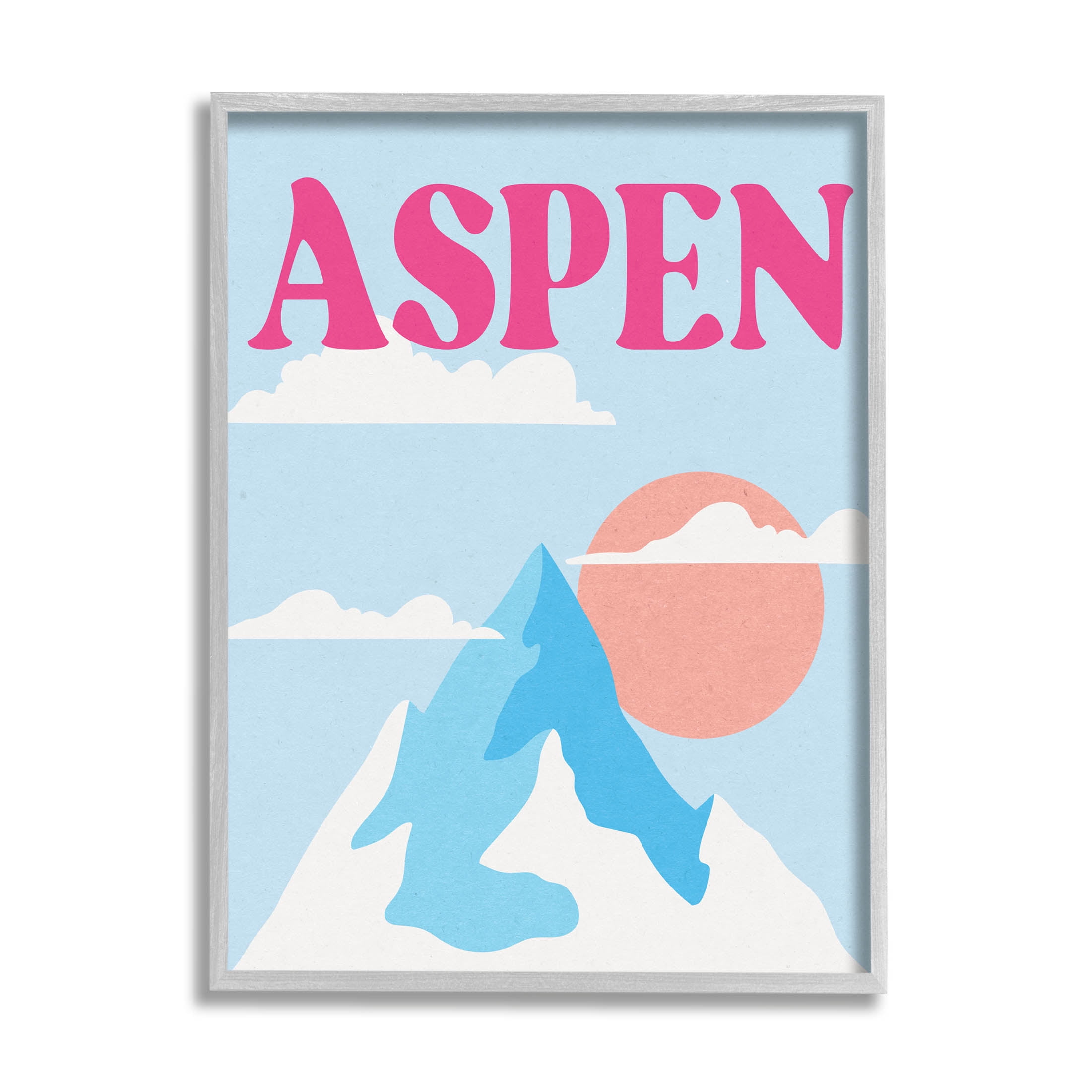 Stupell Industries Aspen Snowy Mountain Peak Graphic Art Gray Framed Art Print Wall Art, Design by Lil' Rue