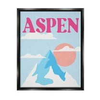 Stupell Industries Aspen Snowy Mountain Peak Graphic Art Jet Black Floating Framed Canvas Print Wall Art, Design by Lil' Rue