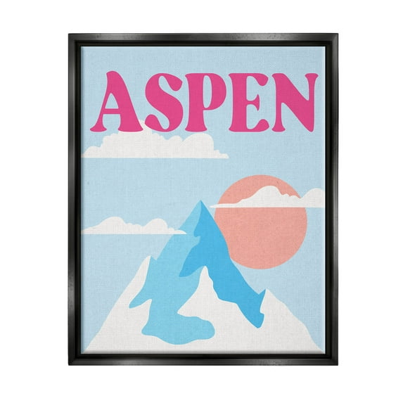 Stupell Industries Aspen Snowy Mountain Peak Graphic Art Jet Black Floating Framed Canvas Print Wall Art, Design by Lil' Rue