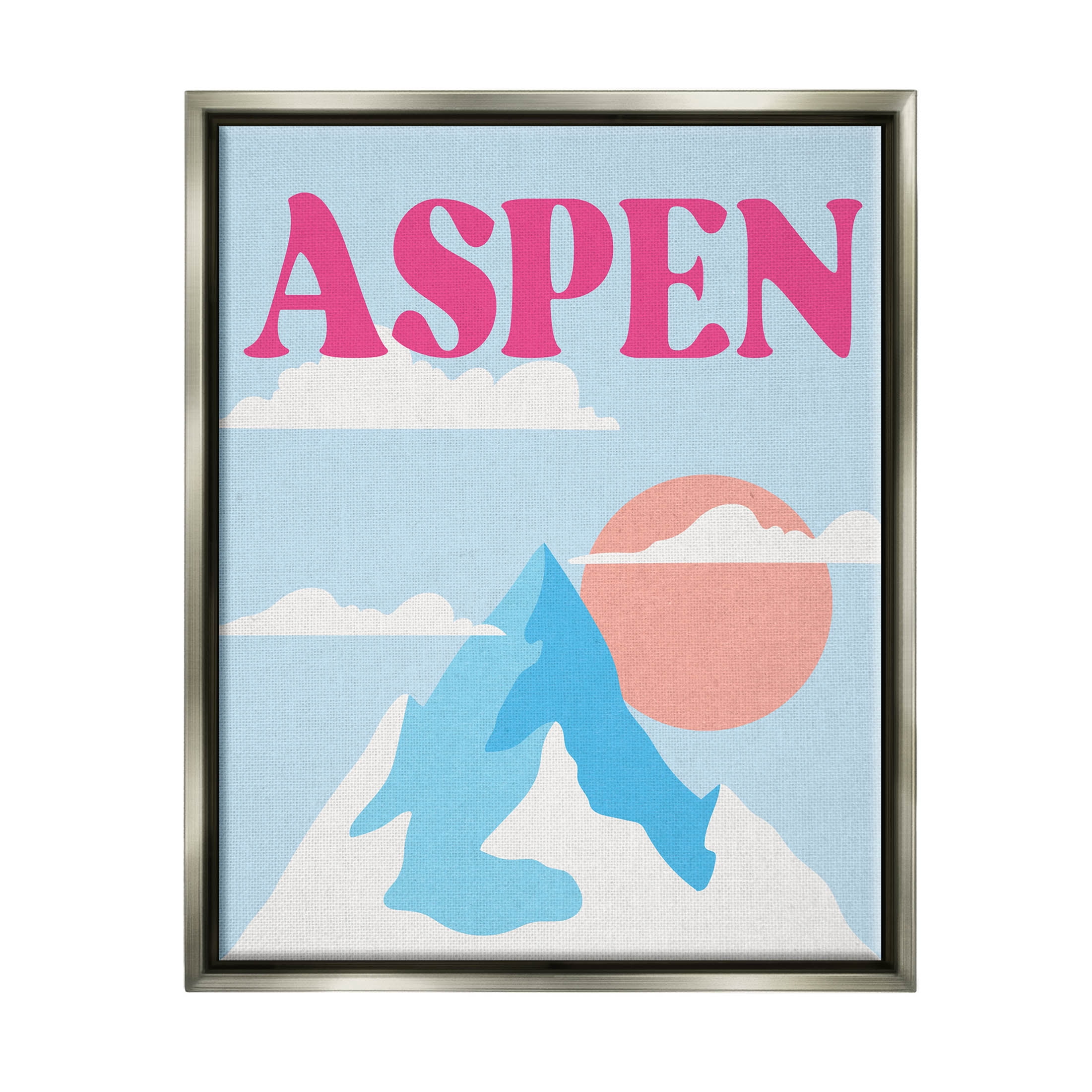 Stupell Industries Aspen Snowy Mountain Peak Graphic Art Luster Gray Floating Framed Canvas Print Wall Art, Design by Lil' Rue