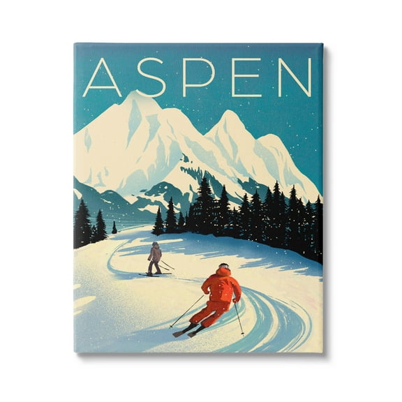 Stupell Industries Aspen Winter Ski Scene Graphic Art Gallery Wrapped Canvas Print Wall Art, Design by Ziwei Li