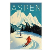 Stupell Industries Aspen Winter Ski Scene Graphic Art Unframed Art Print Wall Art, Design by Ziwei Li