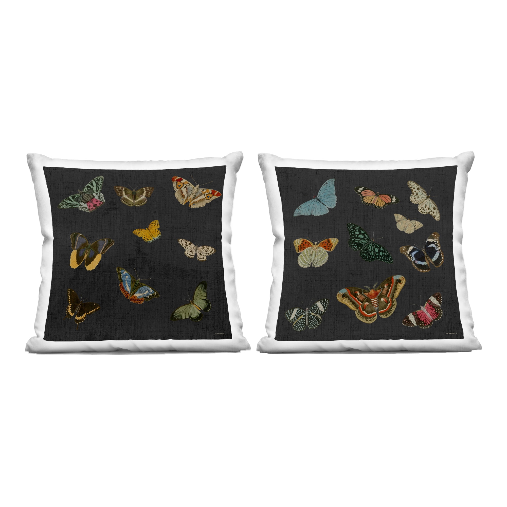 Stupell Industries Assorted Butterflies on Black 2 Piece Decorative Printed Throw Pillow Set, design by Dan Meneely