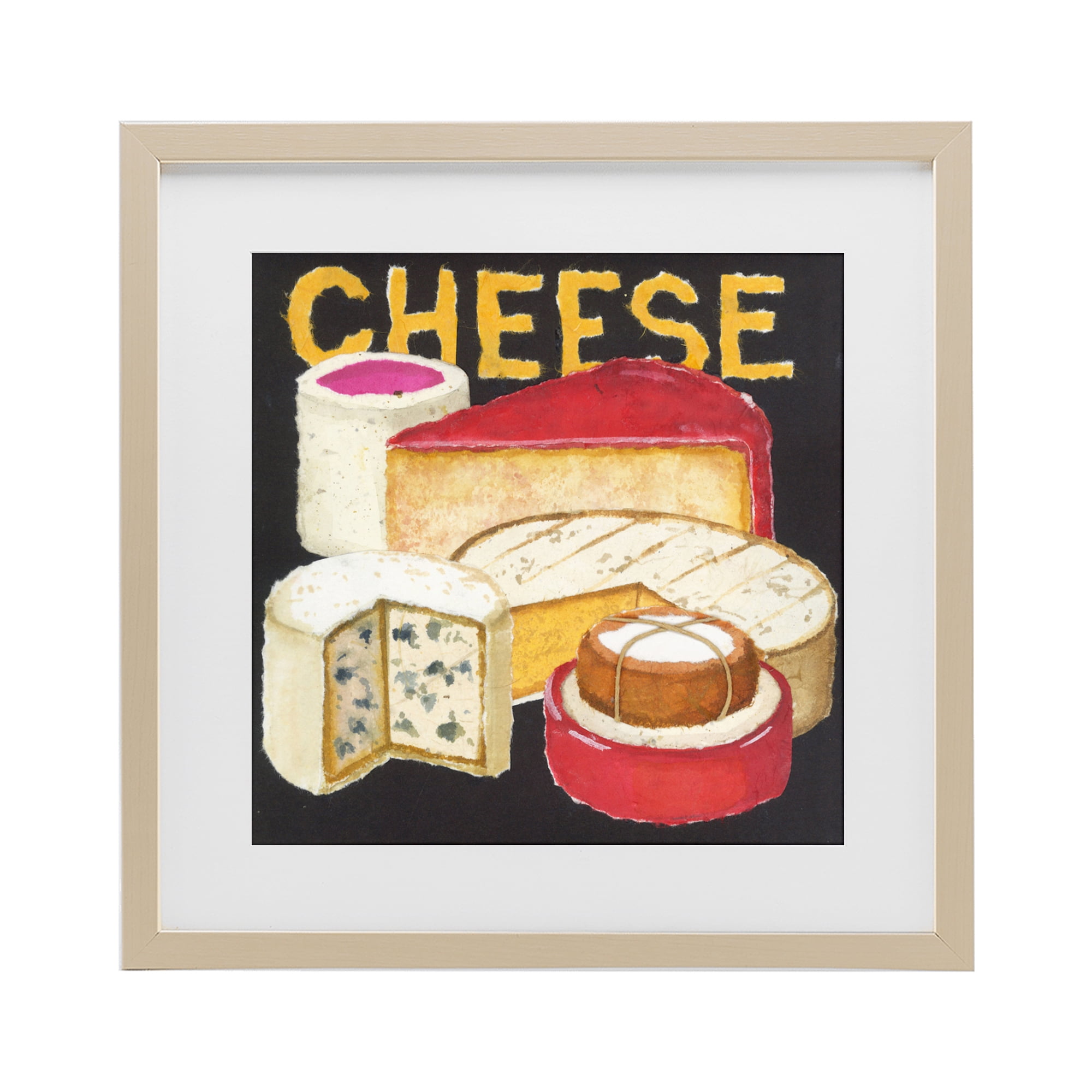 Stupell Industries Assorted Cheese Wheels Birch Framed Print Under Glass, design by Nancy Overton