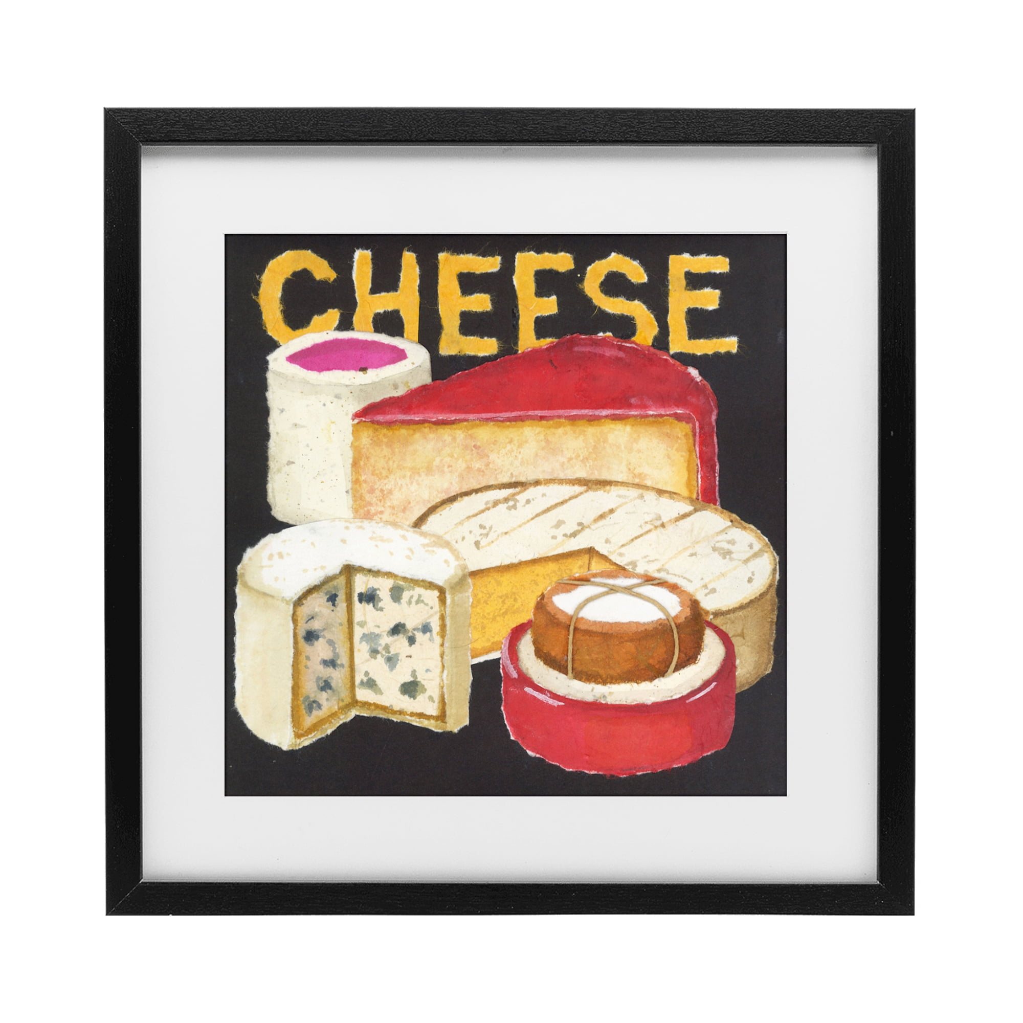 Stupell Industries Assorted Cheese Wheels Black Framed Print Under Glass, design by Nancy Overton