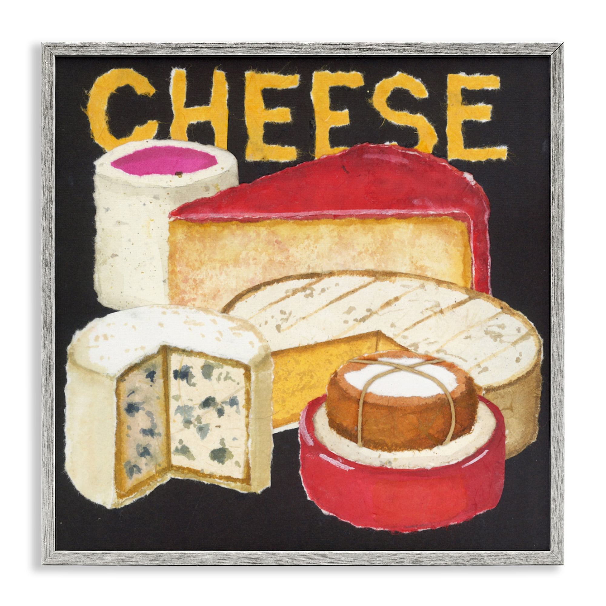 Stupell Industries Assorted Cheese Wheels Gray Framed Giclee Art, design by Nancy Overton