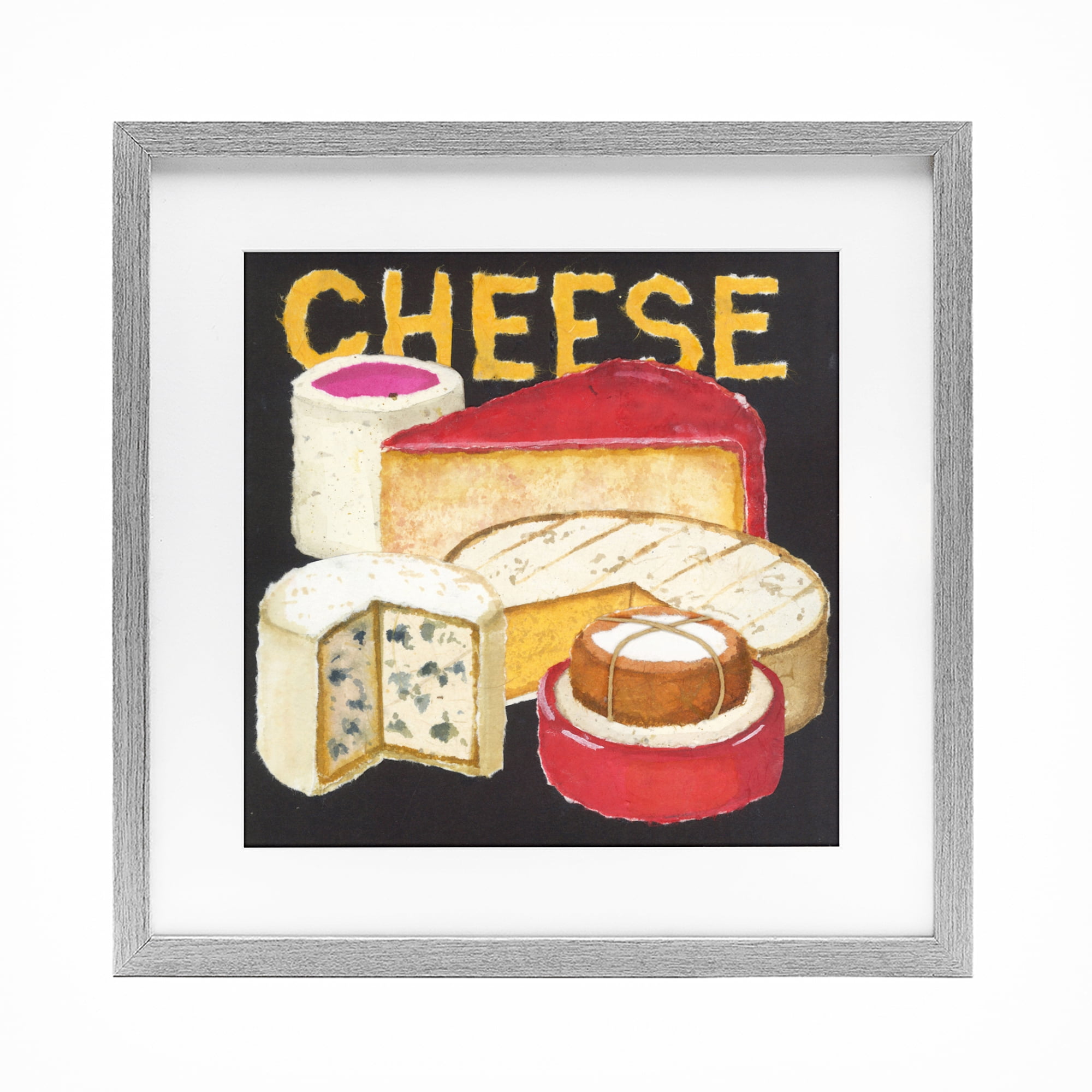 Stupell Industries Assorted Cheese Wheels Gray Framed Print Under Glass, design by Nancy Overton