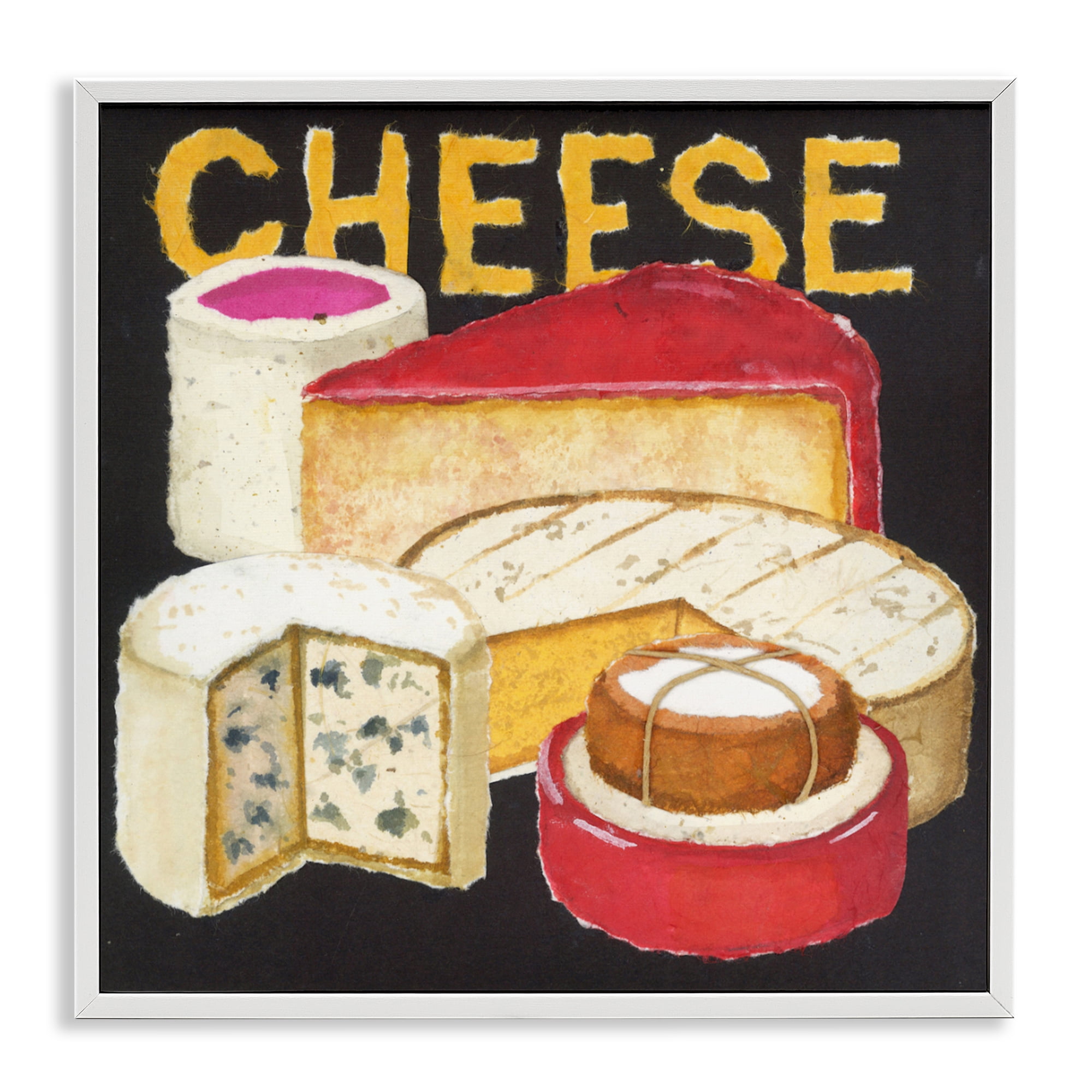 Stupell Industries Assorted Cheese Wheels White Framed Giclee Art, design by Nancy Overton