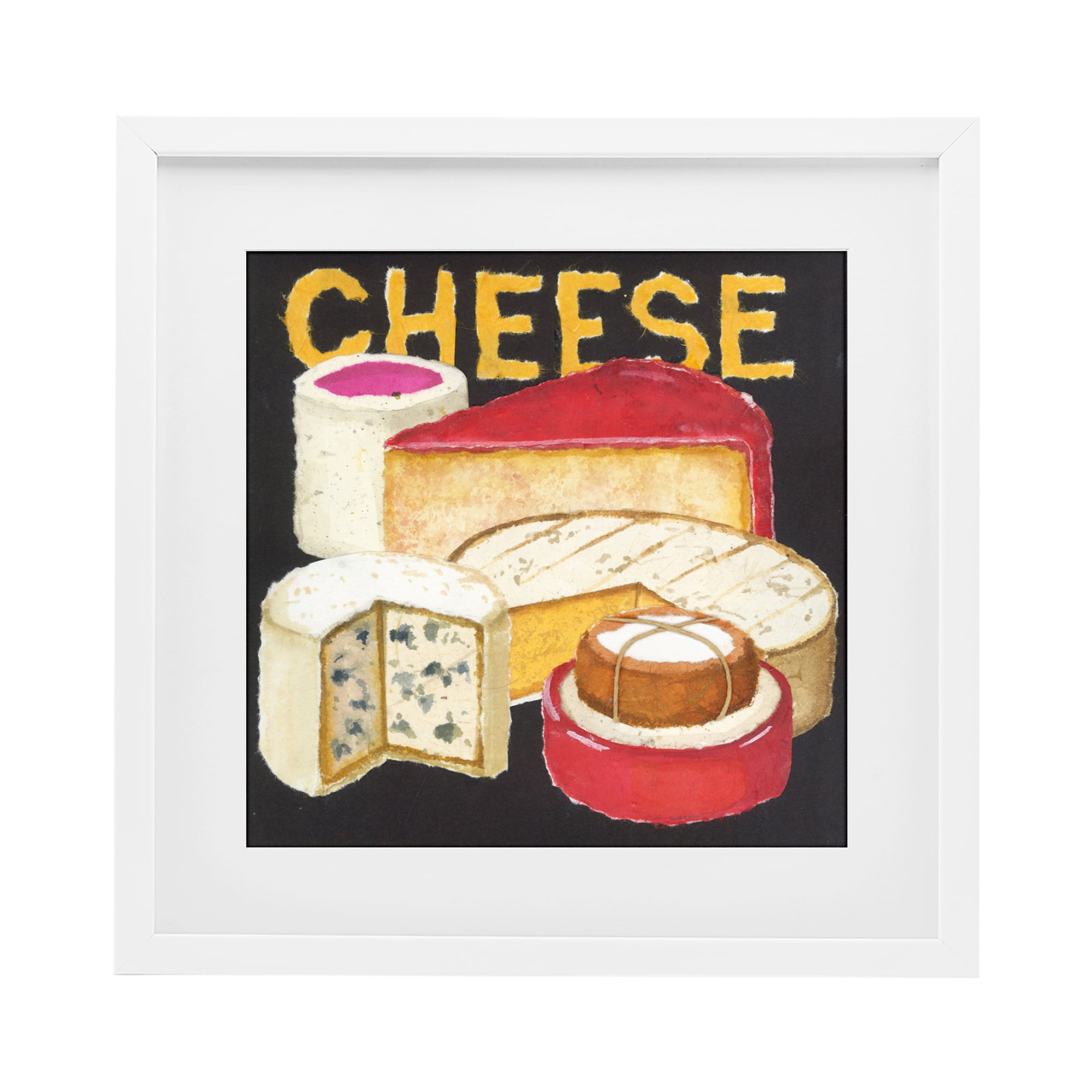 Stupell Industries Assorted Cheese Wheels White Framed Print Under Glass, design by Nancy Overton
