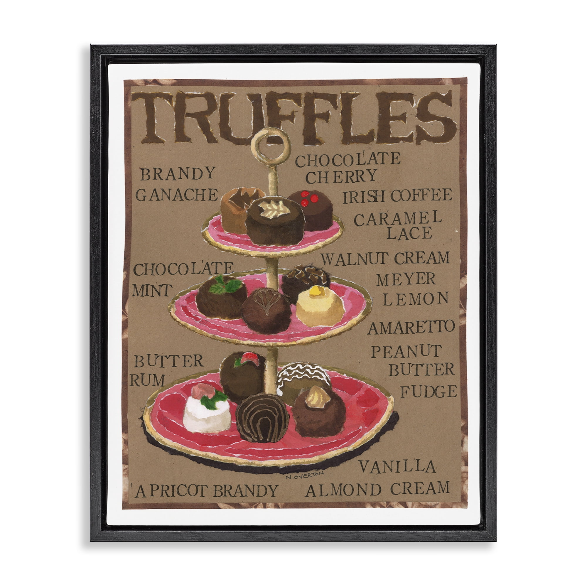 Stupell Industries Assorted Chocolate Truffles Food & Beverage Painting Black Floater Framed Art Print Wall Art, 25 x 31