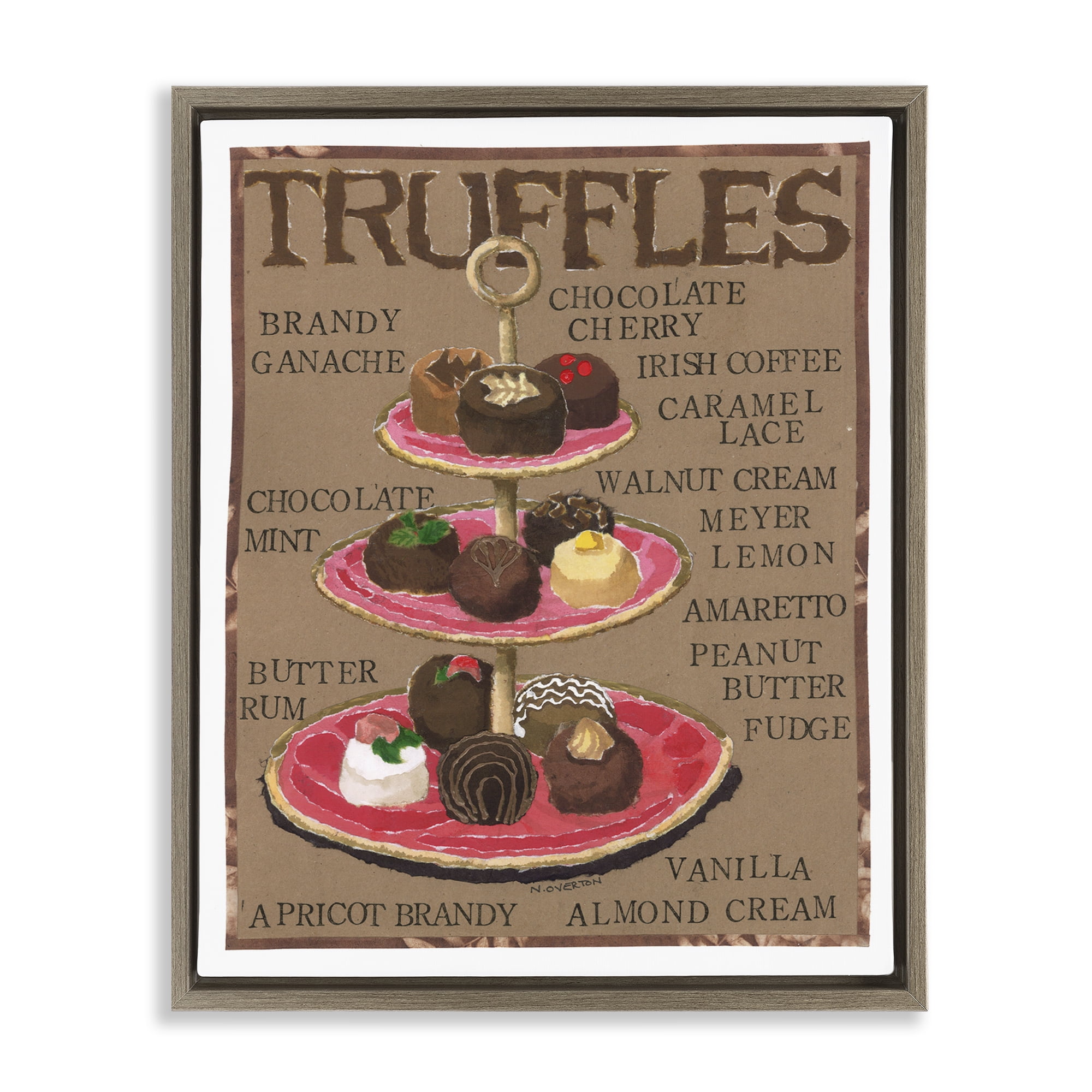 Stupell Industries Assorted Chocolate Truffles Food & Beverage Painting Brown Floater Framed Art Print Wall Art, 17 x 21